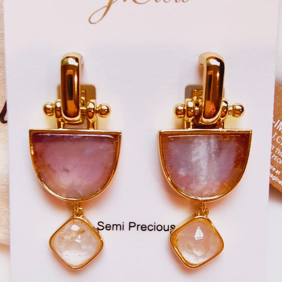 J.CREW GOBLET STONE DROP EARRINGS PURPLE MULTI - Picture 1 of 12